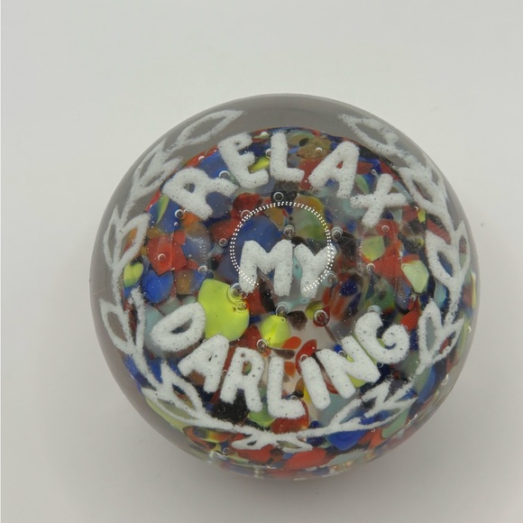 Kosta Boda Reliance Art Glass Paperweight Sweden Multicolor Signed